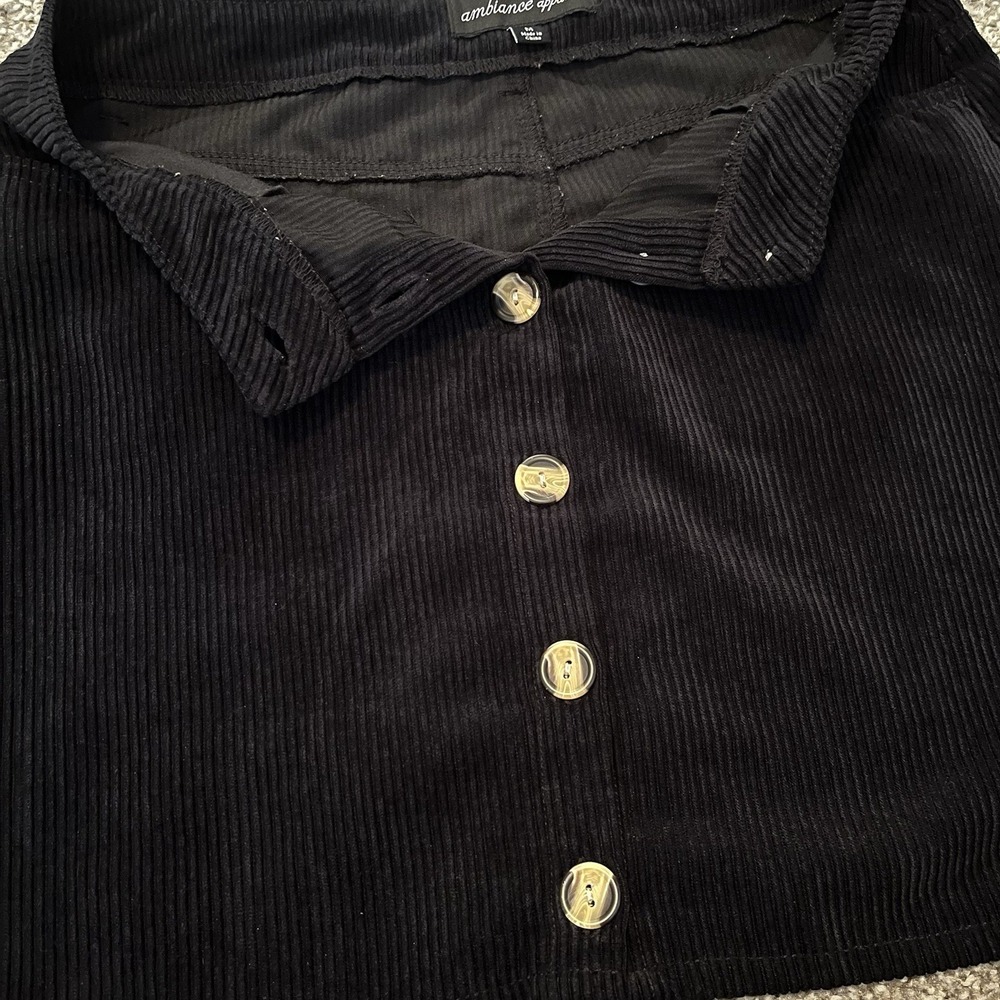 Black Corduroy Mini Skirt Women's Med Preppy Academia‎ Dark Feminine Whimsigoth - Picture 7 of 7
